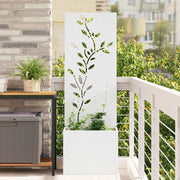 vidaXL Vaso da Giardino con Pannello Decorativo Bianco 50 x 140 cm