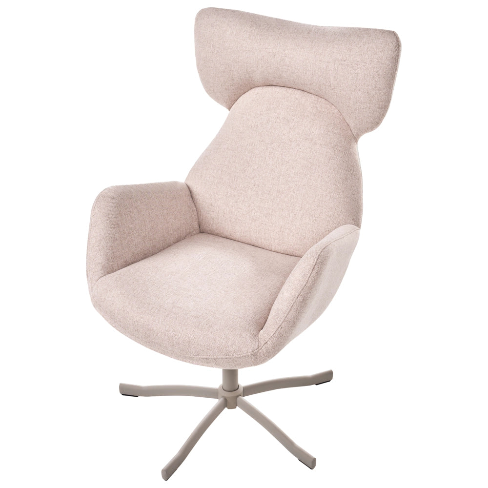 Poltrona girevole in tessuto beige con base girevole e schienale alto poltrona ergonomica