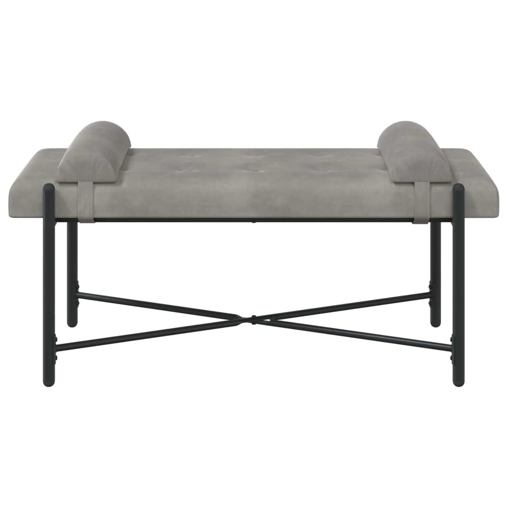 Panchina con bottoni e cuscini Grigio Chiaro 110 x 40 x 46 cm 42038385