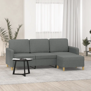 Divano a 3 Posti con Poggiapiedi-Sofa 3 Posti con Poggiapiedi Grigio Scuro 180cm in Tessuto 919965