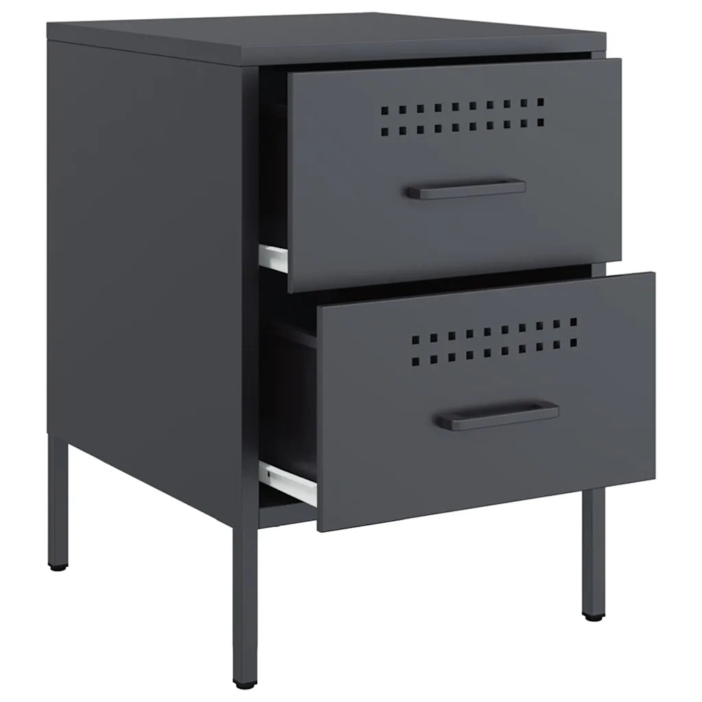 Set di 2 Comodini | Armadio da Notte | Mobiletto da notte Antracite 36x39x50,5 cm in Acciaio