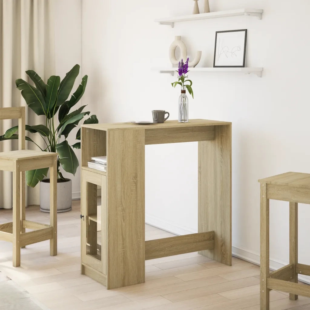 Tavolo Bar con Rastrelliera Sonoma 101x40x103,5 cm Multistrato