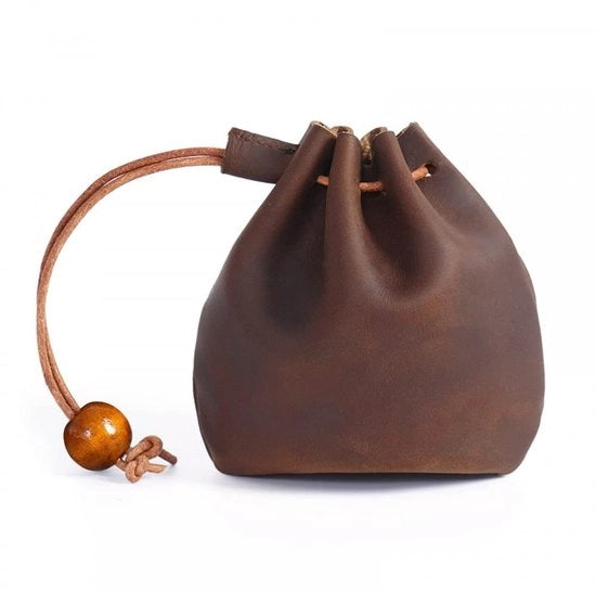Portafoglio in pelle - Cassetta per monete - Borsa con cinturino - Chiusura con cordino - Impermeabile - Sostenibile - Design elegante