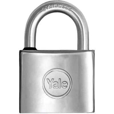 LUCCHETTO MARINO Y114 YALE - OTTONE CROMATO ARCO ACCIAO INOX CHIAVI 2 MM 40