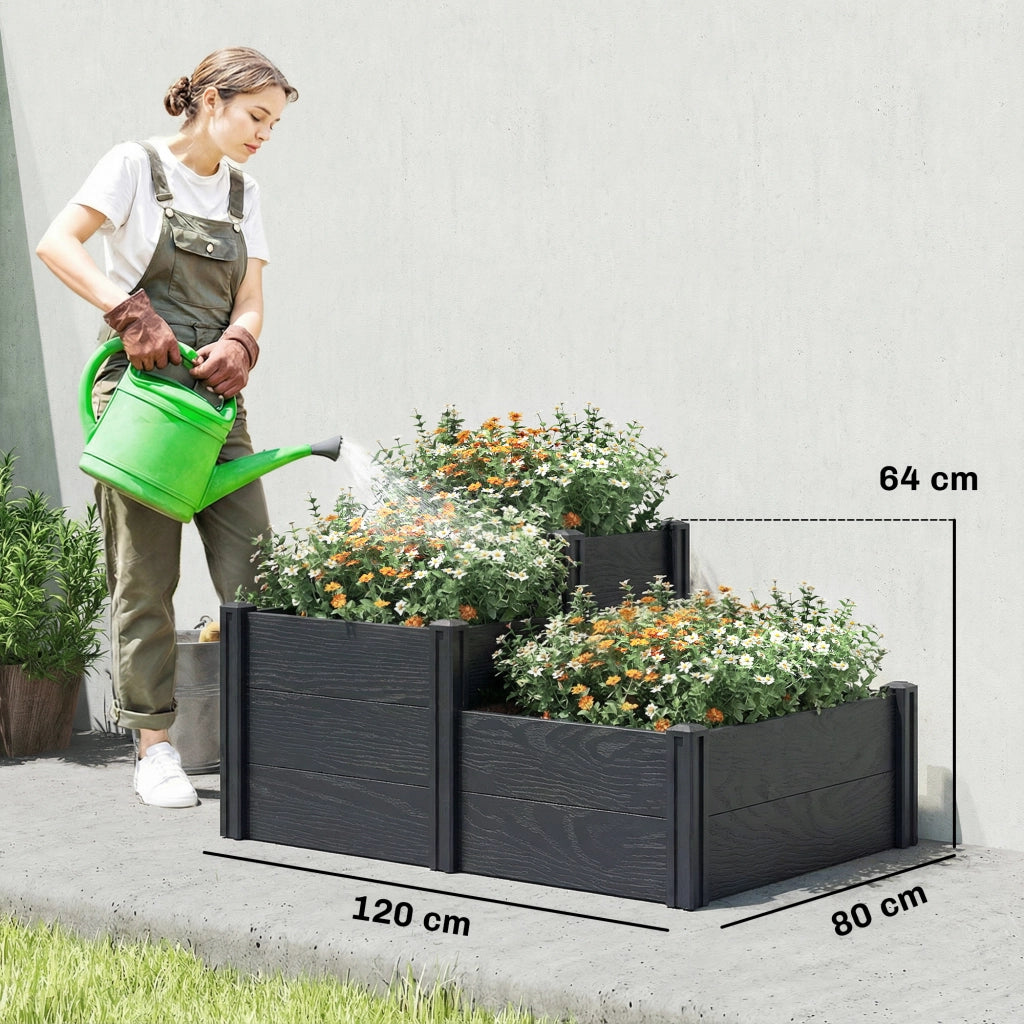 Letto da giardino a 3 livelli ¨C zephmum ¨C grigio 120x80x64 cm