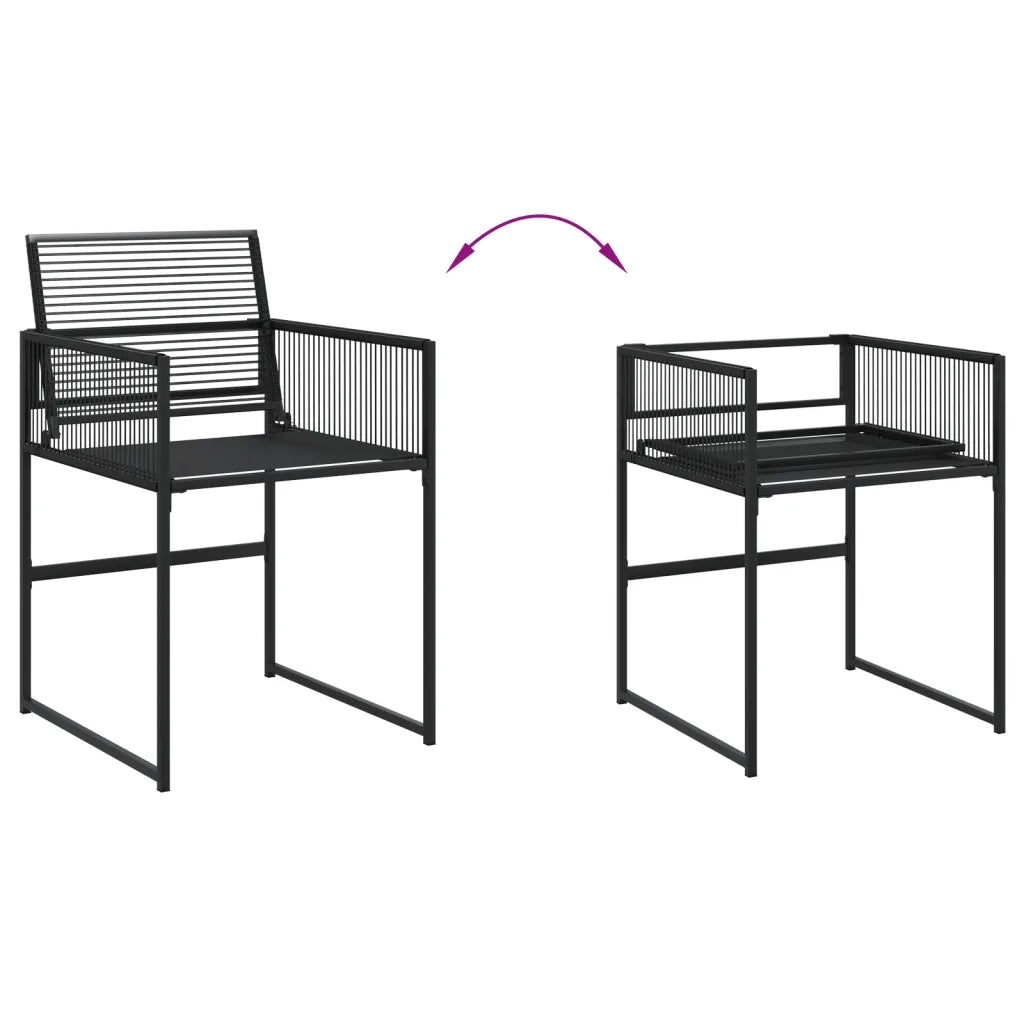 Set da Pranzo da Giardino 17 pz Nero in Polyrattan