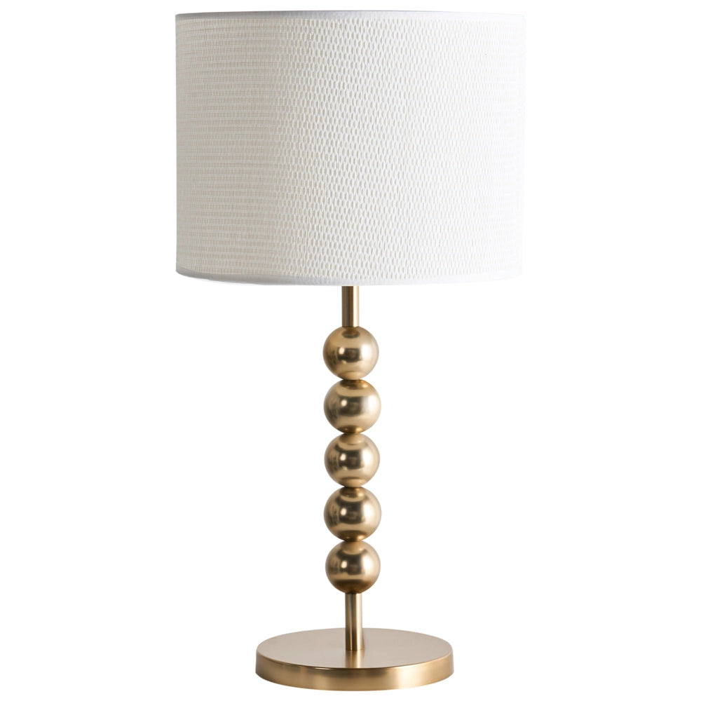 Lampada da tavolo in ottone e ferro con paralume a tamburo in tessuto Lampada da comodino in stile moderno di metà secolo