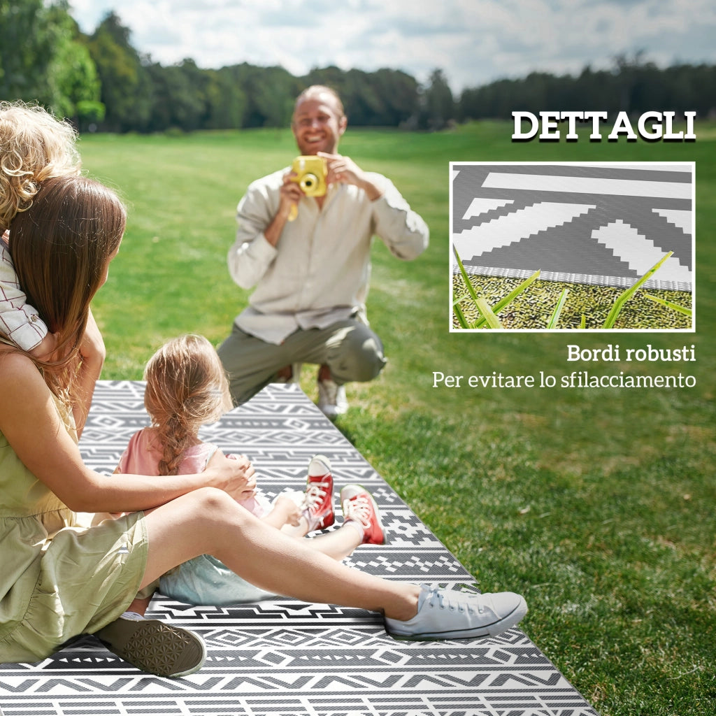 Tappeto da Esterno Reversibile Geometrico ¨C zephmum ¨C Grigio Bianco 182x274 cm
