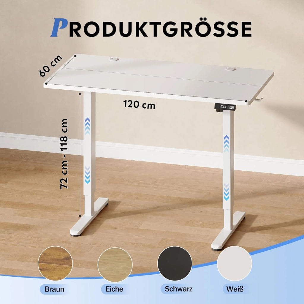 Scrivania regolabile in altezza 120x60 cm ¨C Zephmum ¨C Bianco