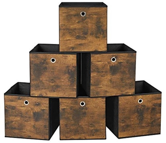 Set di 6 scatole pieghevoli per archiviazione, 30x30x30 cm, con maniglia - ideale per abbigliamento e oggetti
