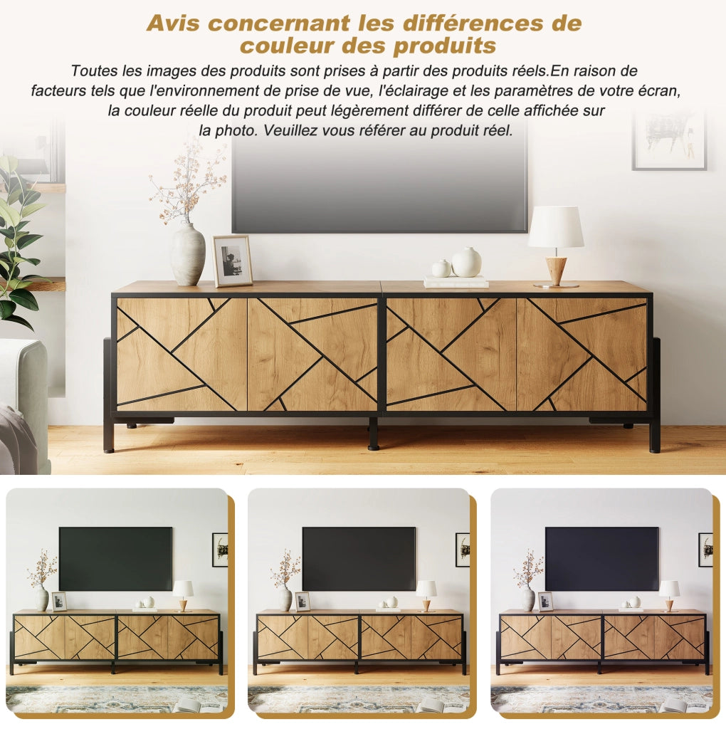 Mobile TV compatto con 4 ante e design geometrico