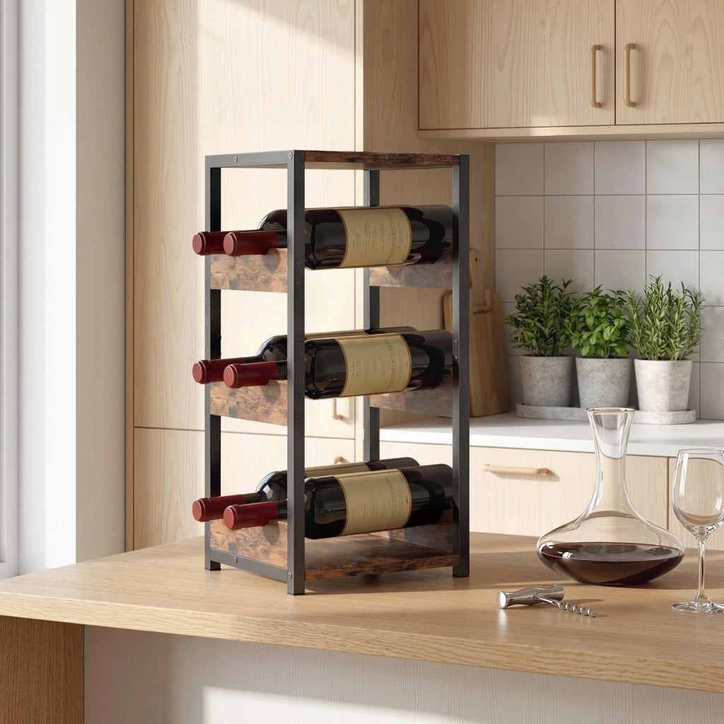 Portabottiglie ¨C zephmum ¨C Marrone 22x24x49.2 cm
