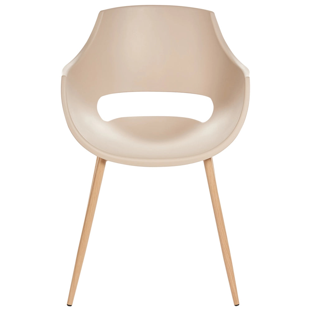 Set di 4 sedie da pranzo Beige Seduta sintetica Gambe in metallo Seduta moderna semplice e minimalista