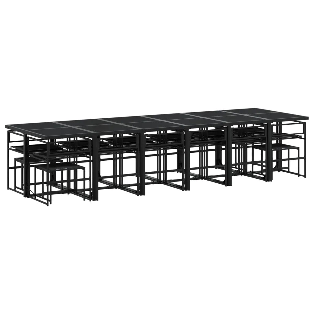 vidaXL Set da Pranzo da Giardino 17 pz con Cuscini Nero in Textilene