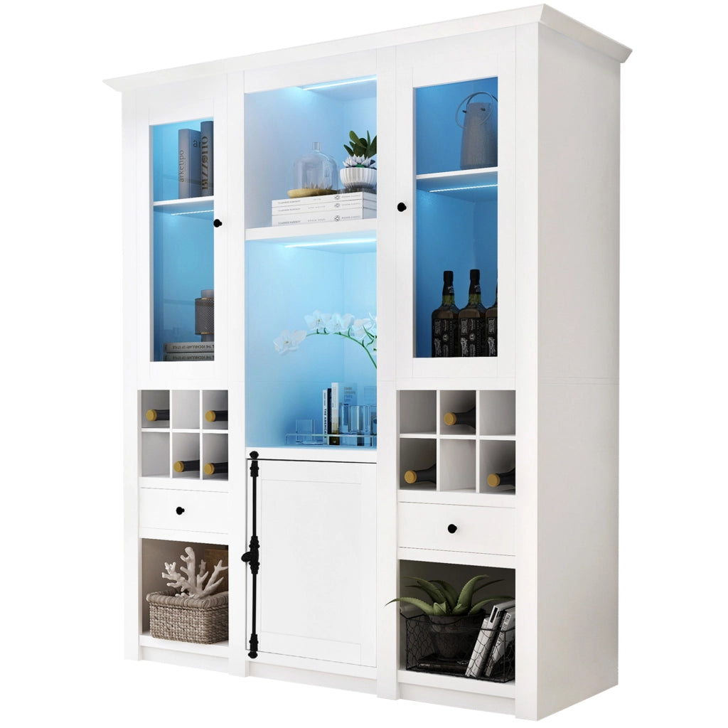 Vetrina bianca con LED controllati da app; 143x45;5x170 cm; in MDF