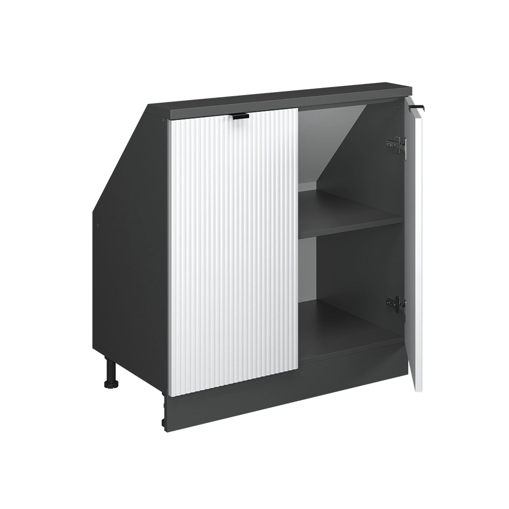 Mobile cucina sottotetto R-Line Ondulazione bianca/Antracite 80 cm con 2 porte Vicco
