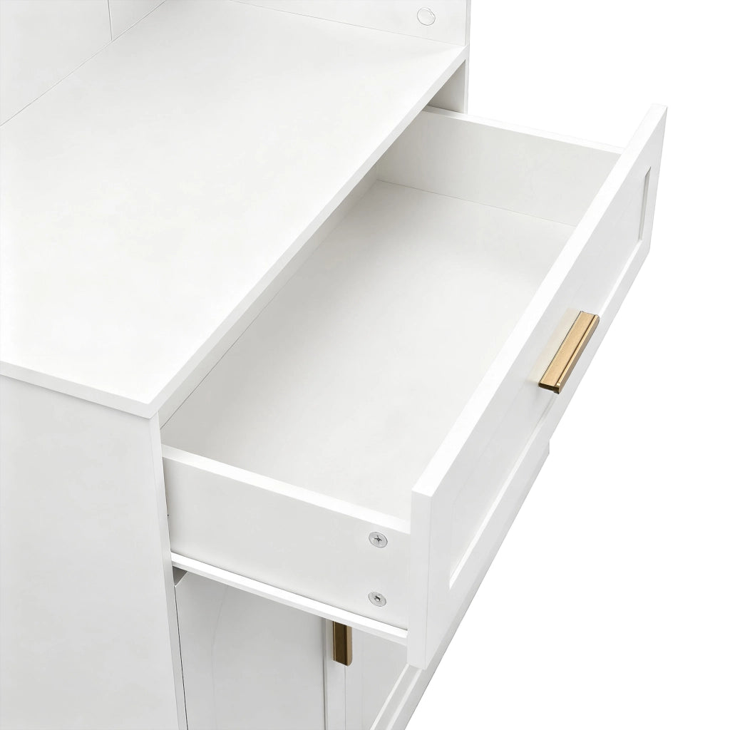 Set mobili ingresso con guardaroba, scarpiera, specchio e panca, in MDF Bianco