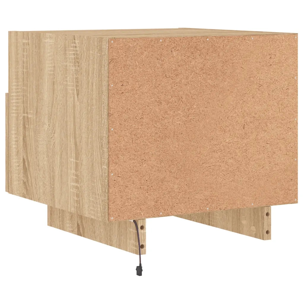 Comodino con Luci LED Rovere Sonoma 40x39x37 cm