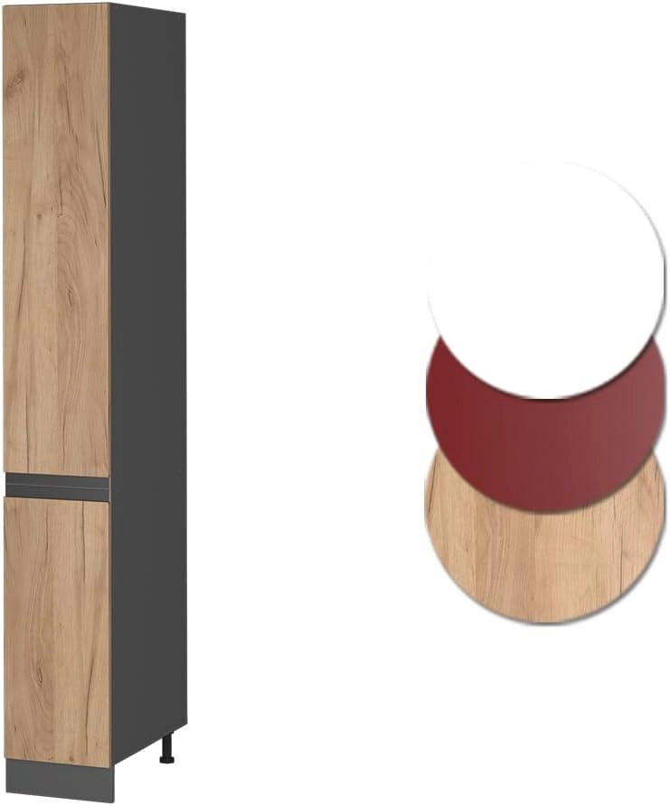 Armadio da farmacia R-Line, Quercia dorata, 30 cm Forma a J, per la libera combinazione all'interno di sistemi cucina modulari