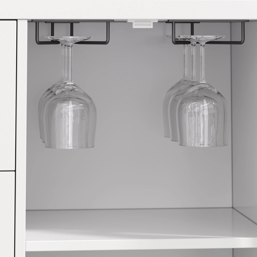 Carrello cucina con piano ribaltabile, 2 porte, 3 cassetti, LED RGB e ruote frenanti, 138 x 60 x 93 cm