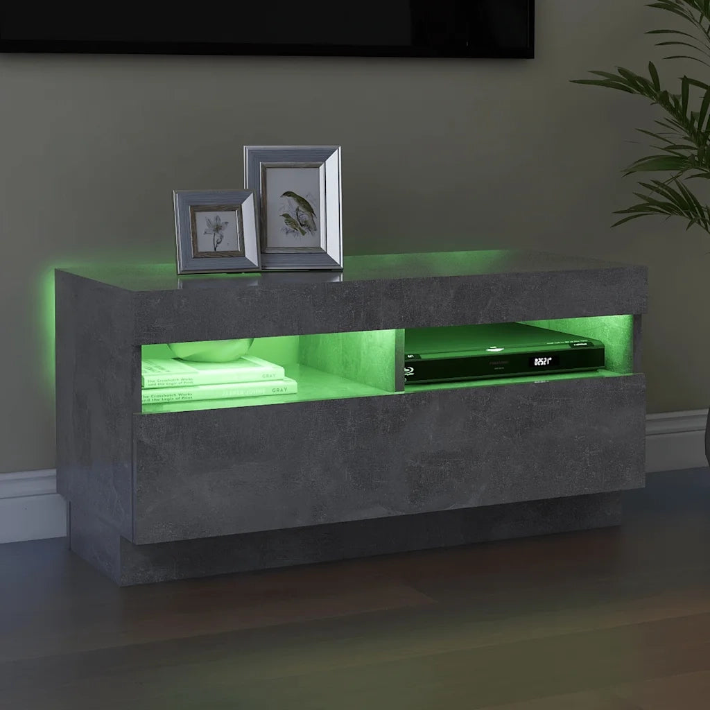 Mobile Porta TV con Luci LED Grigio Cemento 80x35x40 cm cod mxl 13433