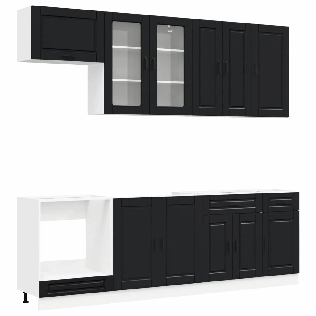 Unità Cucina PORTO 8 pcs Nero Legno ingegnerizzato 3438174