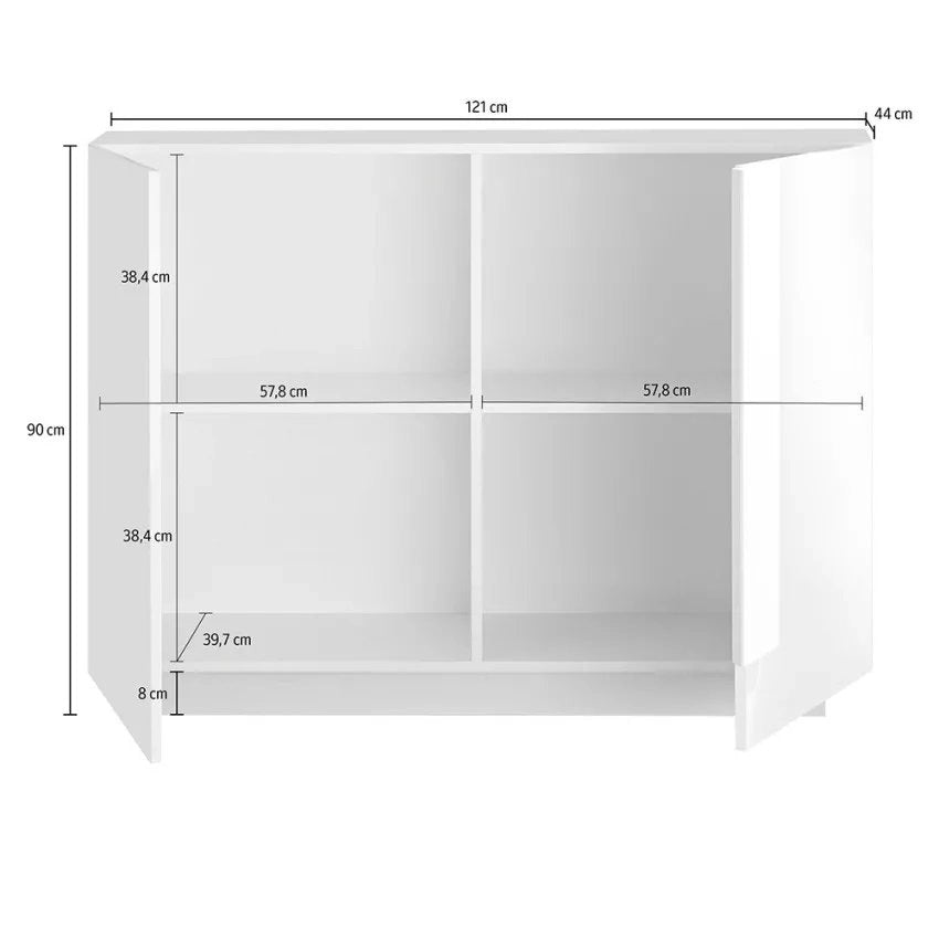 Madia Introd, Credenza 2 Ripiani, 120x44x90h cm Marrone Rovere