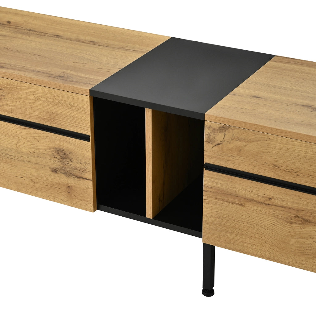 Cassettiera TV in truciolato color legno 180 cm