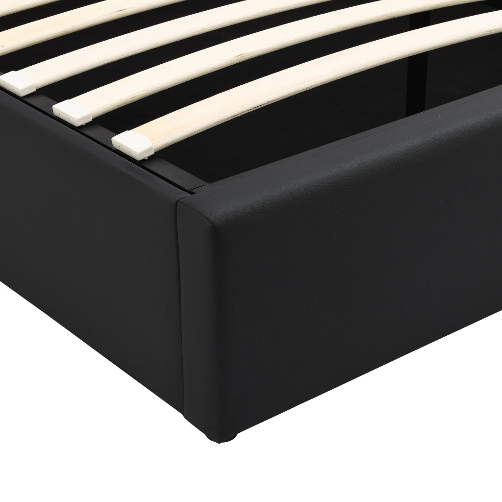 LETTO Contenitore 140x200 cm con LED PU Nero