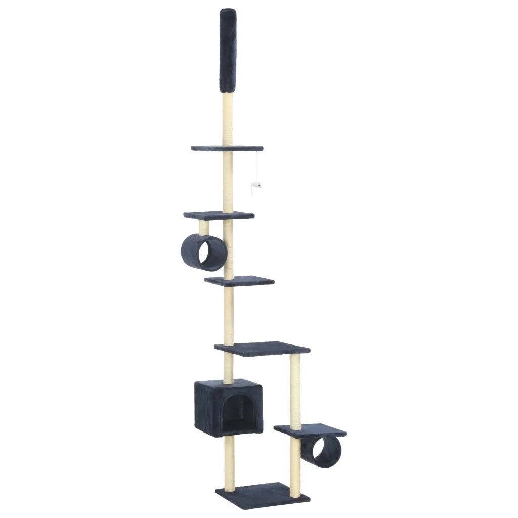 Albero per Gatti con Pali Tiragraffi in Sisal 260 cm Blu Scuro 170536