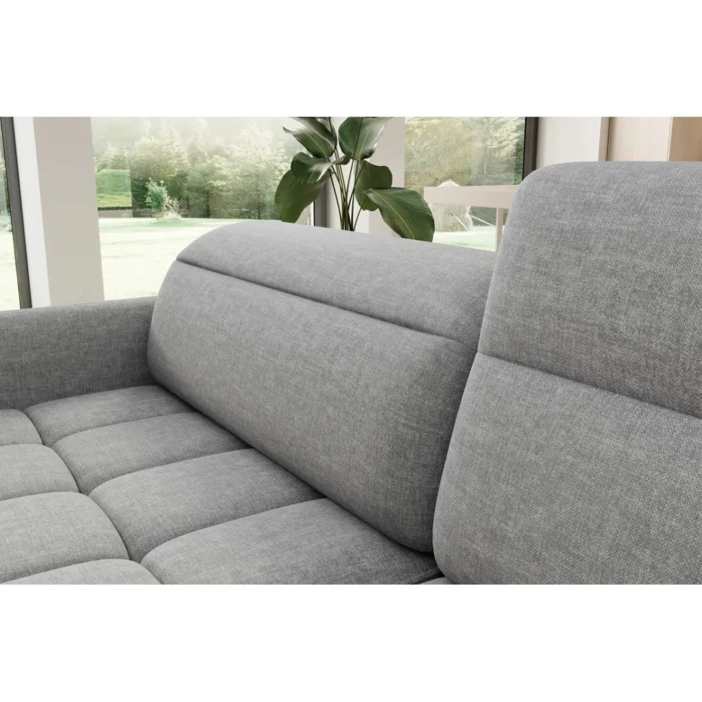 Divano angolare destro convertibile BARNEA 208 cm grigio melange con contenitore