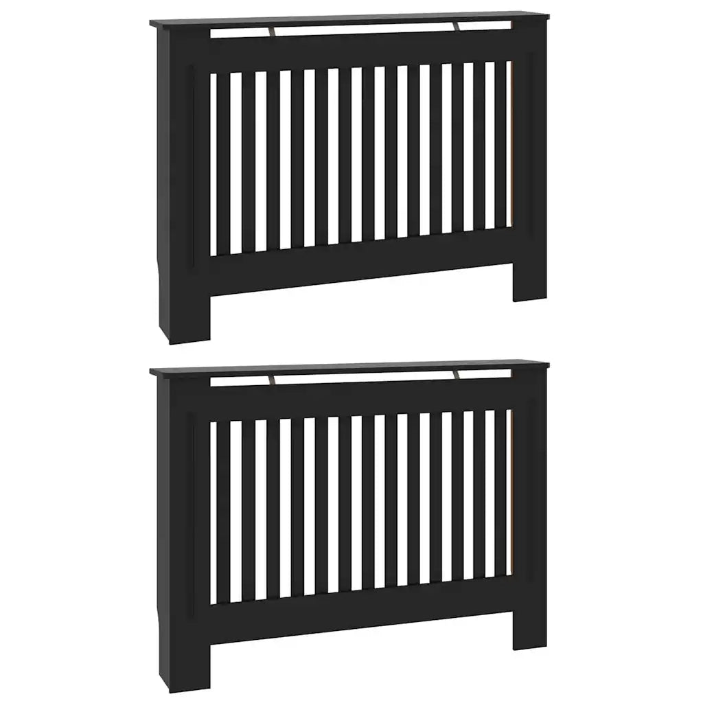 vidaXL Copertura per radiatori 2 pcs Nero 112 x 19 x 81.5 cm
