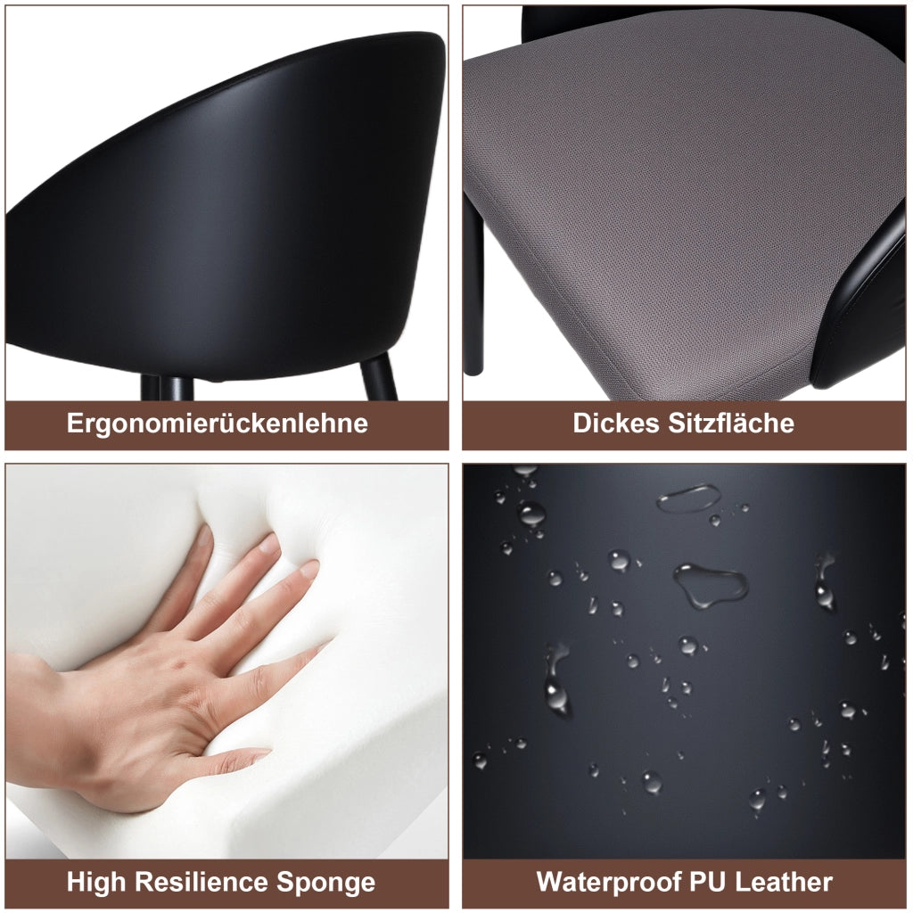 SEDIA da pranzo moderna Set da 2 pezzi, grigio, PU e struttura in acciaio