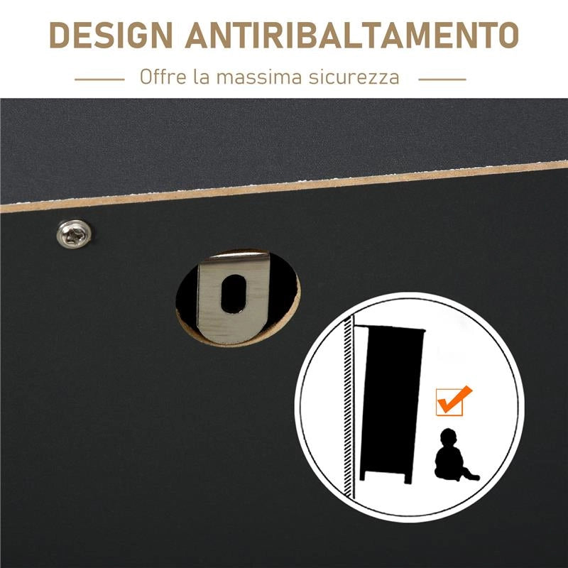CASSETTIERA PER CAMERA DA LETTO IN LEGNO STILE VINTAGE INDUSTRIALE