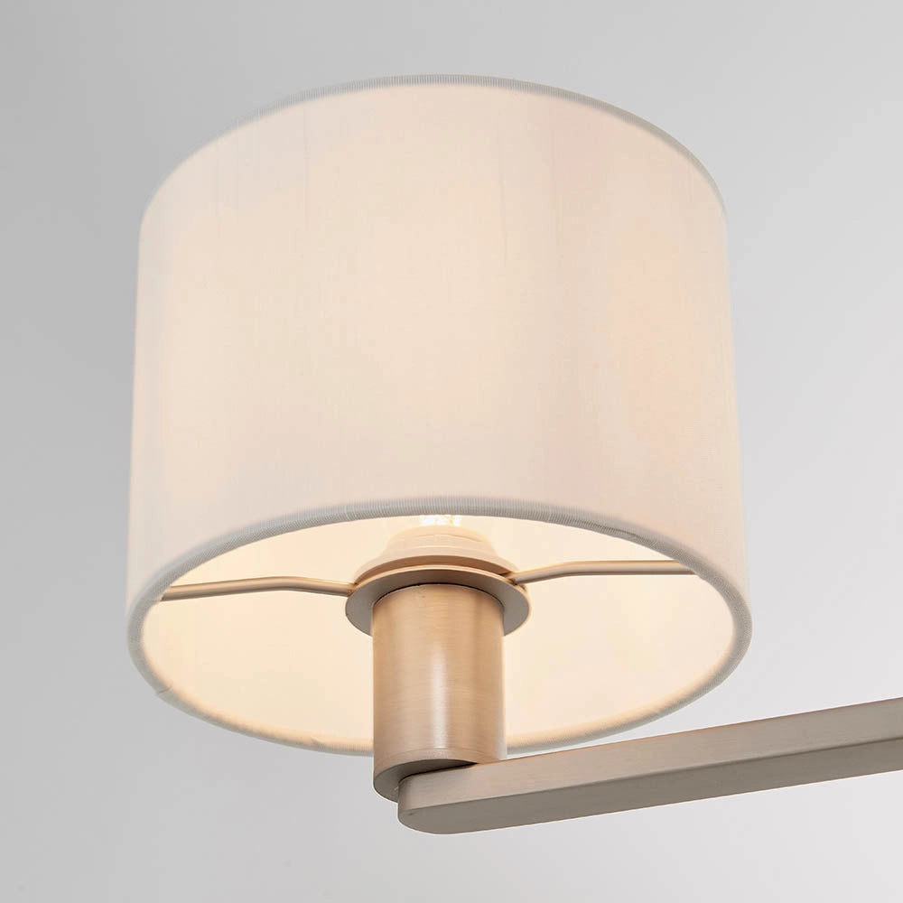 Lampadario 3 luci nichel opaco, paralumi bianco E14