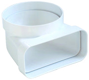CURVA VERTICALE PER AERAZIONE CANALIZZATA DA TUBO TONDO A RETTANGOLARE mm. 125/150x70, col. Bianco