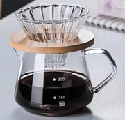 Caffettiera - 10 oz/300 ml caraffa di acqua in vetro, caffettiera con filtro in vetro, adatta per uso domestico o ufficio, 1-2 tazze.