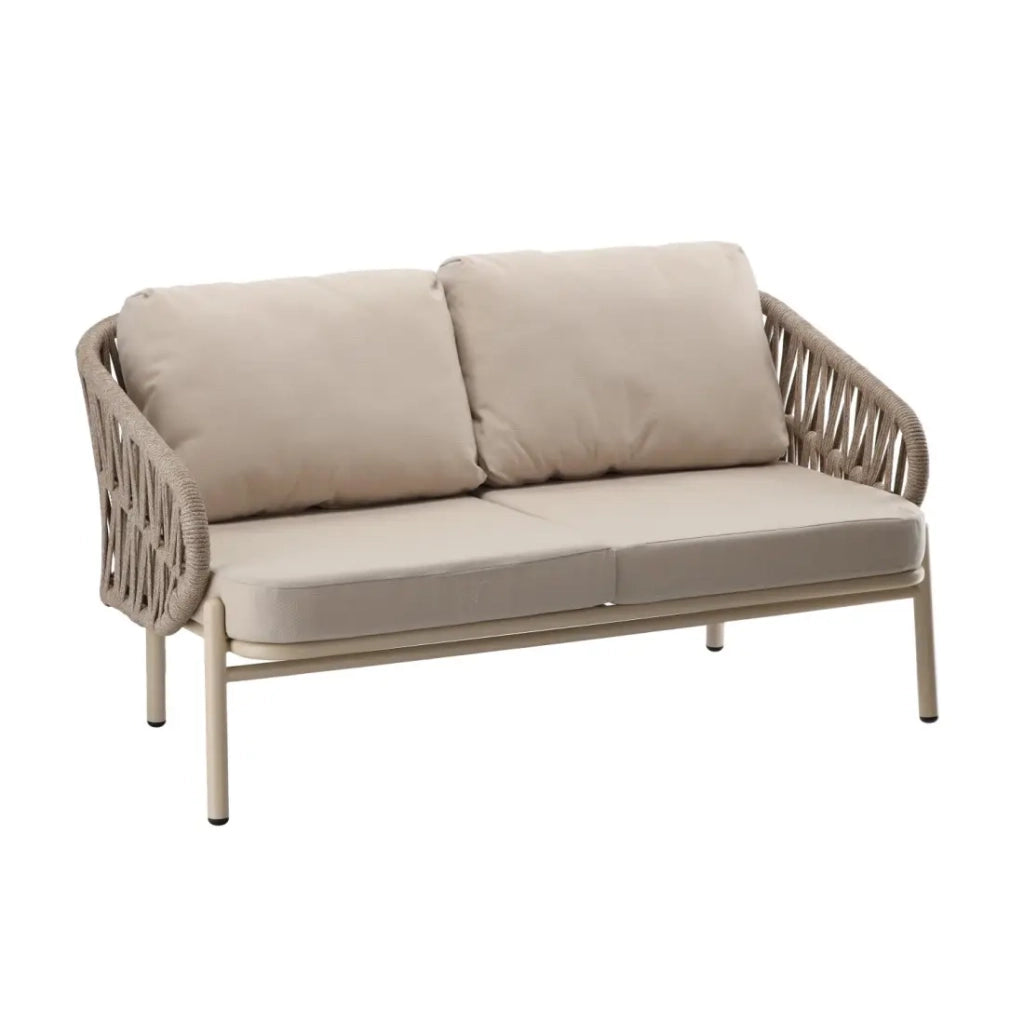Salotto da giardino 4 posti CORDIA beige in alluminio con divano, poltrone e tavolino