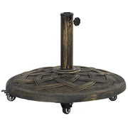 Base per Ombrellone in Resina da 20 kg Rotonda con Ruote e Freni, Bronzo