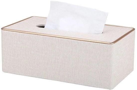 Portafogli di panno PU in stile lussuoso - Contenitore per fazzoletti - Box per fazzoletti - Ideale per ufficio/auto/casa - Bianco - Progettato con stile - Contenitore per fazzoletti