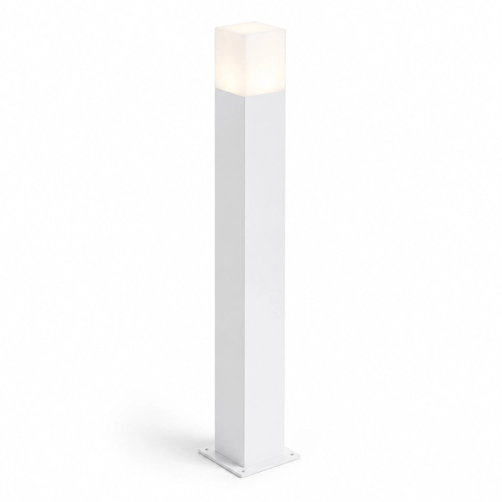 Lampioncino da Giardino E27 bianco 74 cm Paletto Luce Esterno Moderno per Vialetti e Ingressi Attacco E27 Alluminio Diffusore Opaco IP44