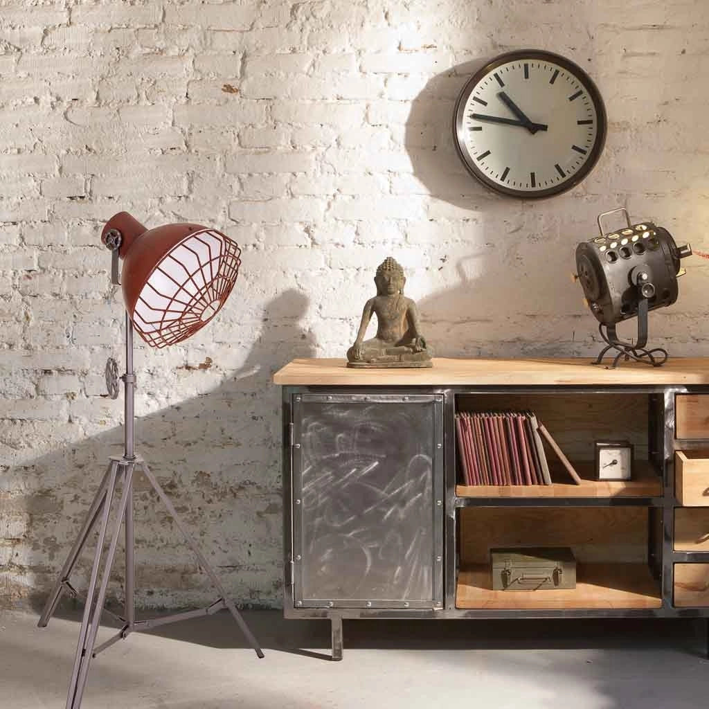 Lampada da terra in metallo grigio 36x36x127h