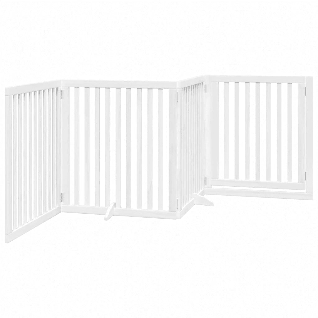 Cancello Cani Porta Pieghevole Bianco 4 Pannelli 320 cm Pioppo 352251