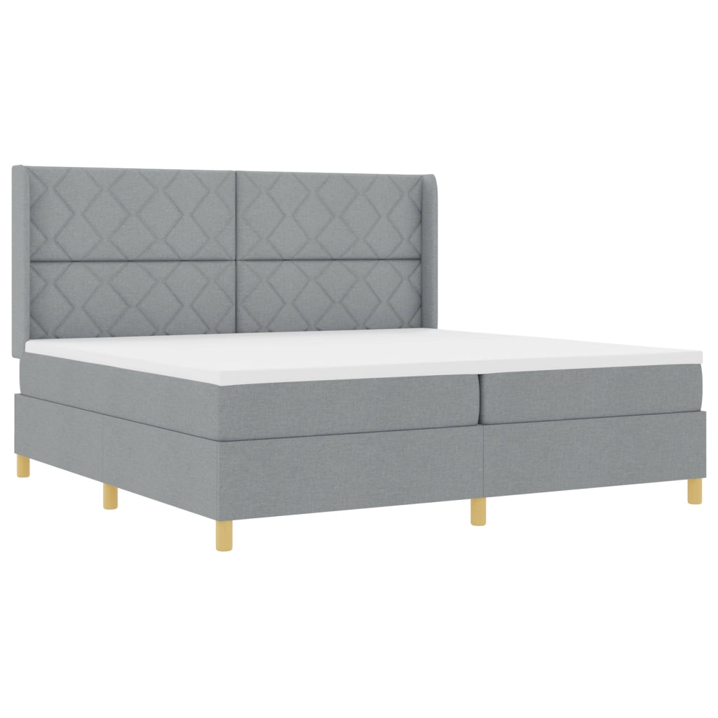 Letto a molle con materasso  Grigio chiaro 200x200 cm Tessuto