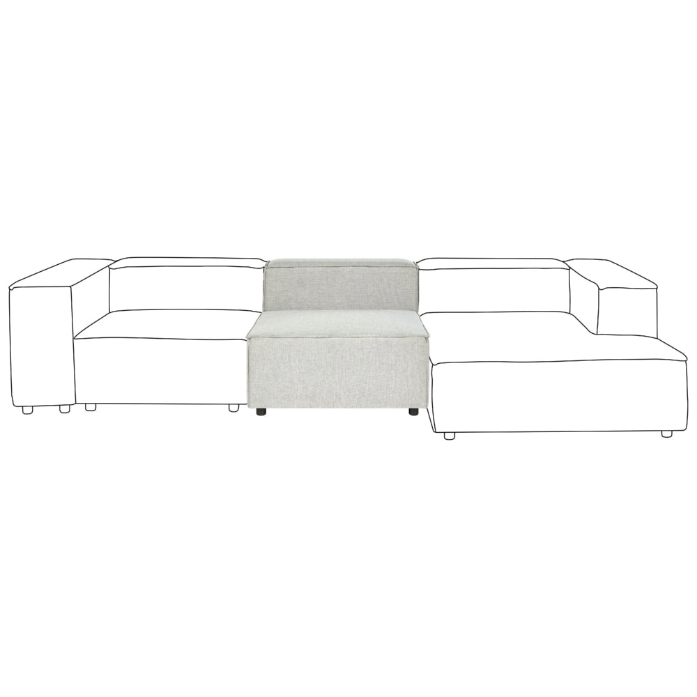 Poltrona modulare 1 posto rivestimento lino grigio e gambe nere soggiorno stile moderno