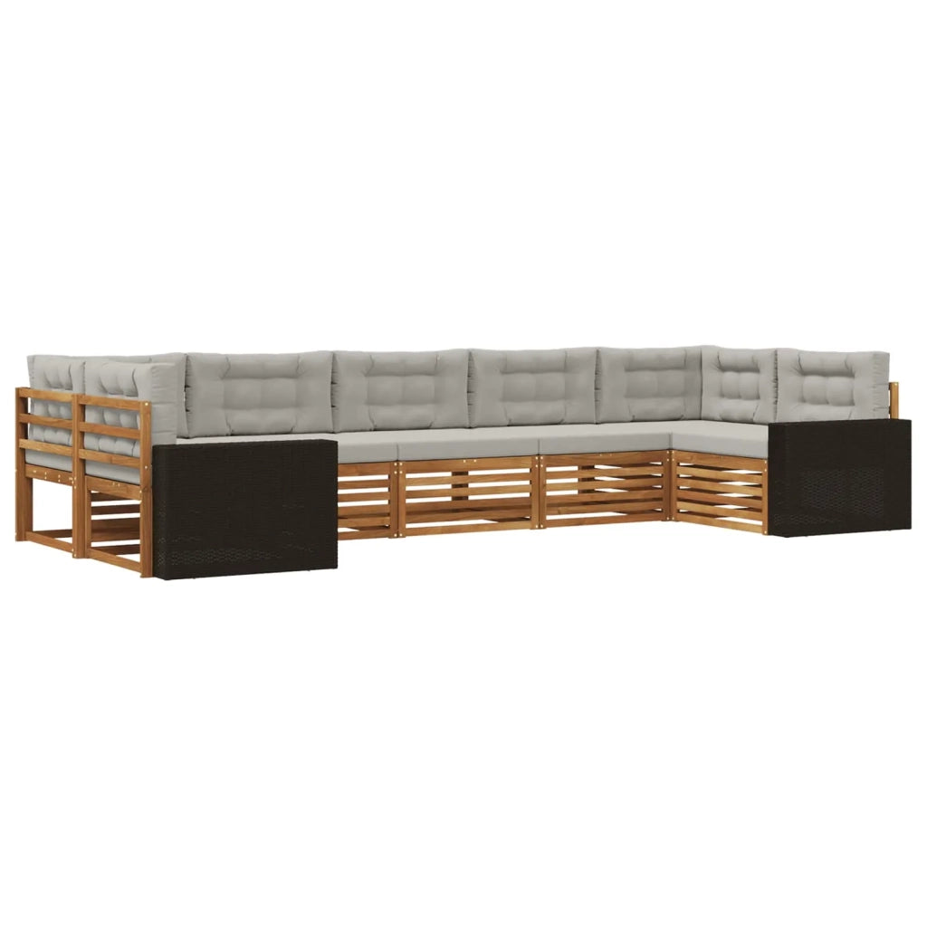 Set di divani da esterno 7 pz Naturale e Grigio Chiaro 3383814