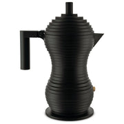 Alessi Pulcina caffettiera espresso moka, 6 tazze, nera, alluminio, design Michele De Lucchi, MDL02-6BB