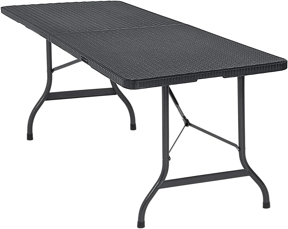 Tavolo da Giardino Portatile 183x76cm in Plastica 8 Persone Terrazza Balcone Tavolo da Campeggio Pieghevole