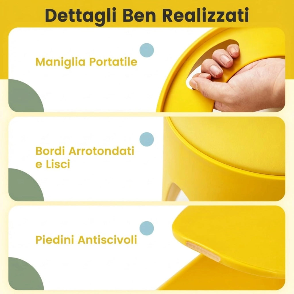 Set da 8 Sgabelli Impilabili, Sgabelli in Plastica Altezza 46 cm, Sedie Senza Schienale Portatili per Scuola, Aula, Soggiorno, Sala da Pranzo, Casa e Ufficio e Senza Montaggio