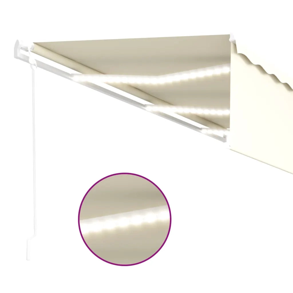 Tenda Automatica con Parasole LED e Sensore Vento 6x3 m Crema